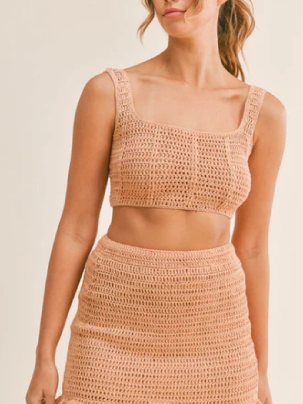 Mable Women’s Crochet Matching Skirt And Top Set Summer Open Back S